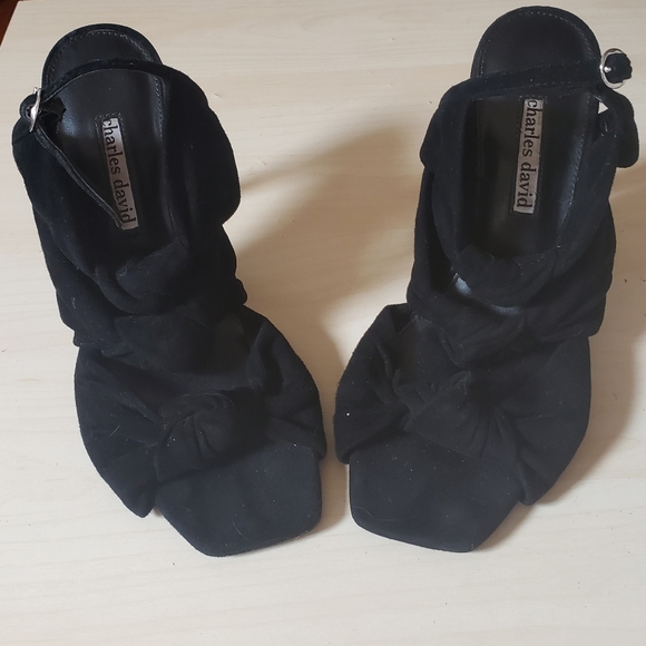 Black Suede 'Vinnie' Knotted Slingback Sandal by Charles David SIZE 8 - Picture 8 of 14